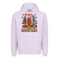 Lilac Merry Christmas with western trees Premium Hoodie - NancyCooperArtShop