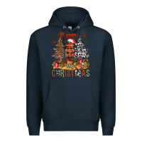 Navy Merry Christmas with western trees Premium Hoodie - NancyCooperArtShop