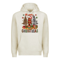 Oatmeal Heather Merry Christmas with western trees Premium Hoodie - NancyCooperArtShop