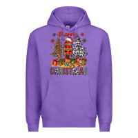 Purple Merry Christmas with western trees Premium Hoodie - NancyCooperArtShop