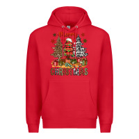 Red Merry Christmas with western trees Premium Hoodie - NancyCooperArtShop