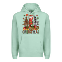 Seafoam Merry Christmas with western trees Premium Hoodie - NancyCooperArtShop