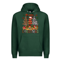 Sports Green Merry Christmas with western trees Premium Hoodie - NancyCooperArtShop