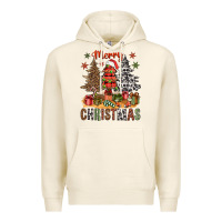 Tofu Merry Christmas with western trees Premium Hoodie - NancyCooperArtShop