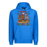 True Royal Merry Christmas with western trees Premium Hoodie - NancyCooperArtShop