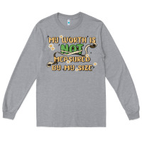 Heather Grey my worth is not defined by my size Long Sleeve Tee - MaliasSmallBusiness