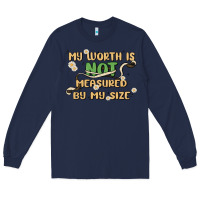 Navy my worth is not defined by my size Long Sleeve Tee - MaliasSmallBusiness