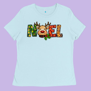 Reindeer Noel Christmas Ladies Tee Designed By Ranaportraitstore