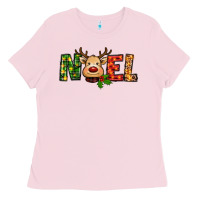 Bubblegum Pink reindeer noel christmas Ladies Tee - RanaPortraitStore