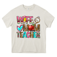 Cream wife mom teacher Heavy Core Tee - Zillion Design Studio