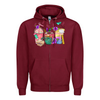 Burgundy School Girl Coffee Cup Bbs Zipper Hoodie - BundleAndBundleShop