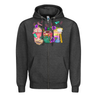 Charcoal Heather School Girl Coffee Cup Bbs Zipper Hoodie - BundleAndBundleShop