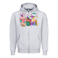 Heather Grey School Girl Coffee Cup Bbs Zipper Hoodie - BundleAndBundleShop