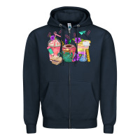Navy School Girl Coffee Cup Bbs Zipper Hoodie - BundleAndBundleShop