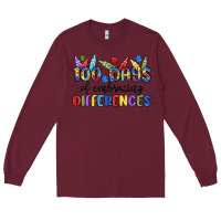 Burgundy 100 days of embracing differences Long Sleeve Tee - MaliasSmallBusiness