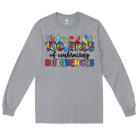 Heather Grey 100 days of embracing differences Long Sleeve Tee - MaliasSmallBusiness