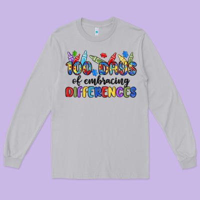 100 Days Of Embracing Differences Long Sleeve Tee Designed By Maliassmallbusiness