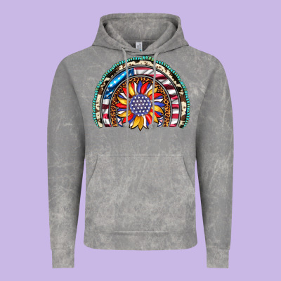 Sunflower American Flag Leopard Gemstone Cowhide Rainbow Vintage Hoodie Designed By Artiststas