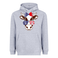 Heather Grey Cow 4Th Of July Independence Day Heavyweight Hoodie - Bettercallsaul