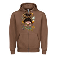 Chestnut Western Messy Bun Boss Lady With Money Zipper Hoodie - BundleAndBundleShop
