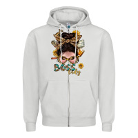 Dove Grey Western Messy Bun Boss Lady With Money Zipper Hoodie - BundleAndBundleShop