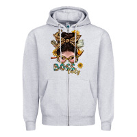 Heather Grey Western Messy Bun Boss Lady With Money Zipper Hoodie - BundleAndBundleShop