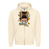 Sandshell Western Messy Bun Boss Lady With Money Zipper Hoodie - BundleAndBundleShop