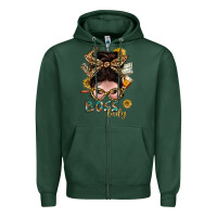 Sports Green Western Messy Bun Boss Lady With Money Zipper Hoodie - BundleAndBundleShop