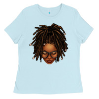Baby Blue afro locs messy bun Ladies Tee - texasbilliewilder