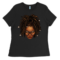 Black afro locs messy bun Ladies Tee - texasbilliewilder