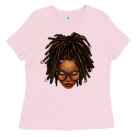 Bubblegum Pink afro locs messy bun Ladies Tee - texasbilliewilder