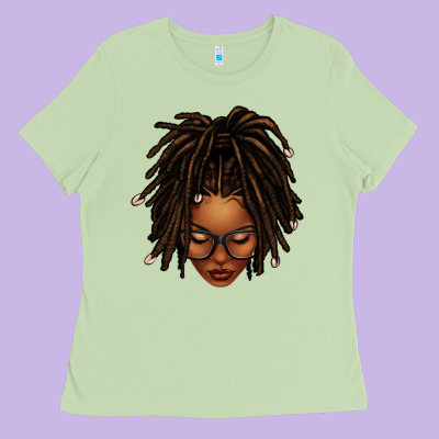 Afro Locs Messy Bun Ladies Tee Designed By Texasbilliewilder
