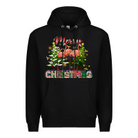 Black Merry Christmas flamingo Premium Hoodie - texasbilliewilder