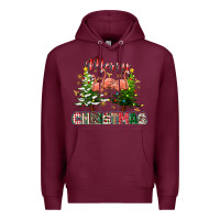 Burgundy Merry Christmas flamingo Premium Hoodie - texasbilliewilder