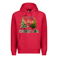 Cardinal Merry Christmas flamingo Premium Hoodie - texasbilliewilder
