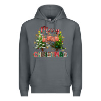 Rock Merry Christmas flamingo Premium Hoodie - texasbilliewilder