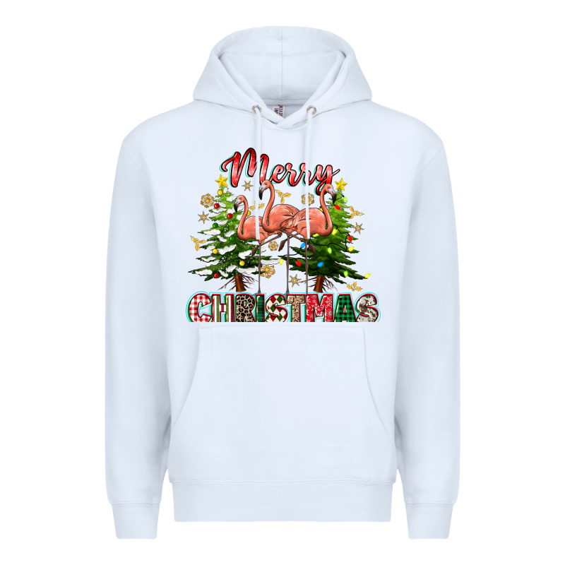 Merry Christmas Flamingo Premium Hoodie by texasbilliewilder | Teevron