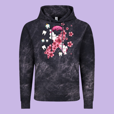Teeth And Flower Cancer Ribbon Vintage Hoodie Designed By Adodesignshop