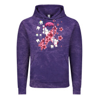 Cloud Purple teeth and flower cancer ribbon Vintage Hoodie - AdoDesignShop