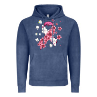 Vintage Denim teeth and flower cancer ribbon Vintage Hoodie - AdoDesignShop