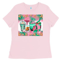 Bubblegum Pink nurse coffee cups Ladies Tee - Zillion Design Studio