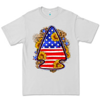 Dove Grey American flag arrowhead Premium Tee - Neo Western