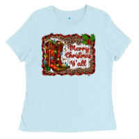 Baby Blue merry christmas yall Ladies Tee - RanaPortraitStore