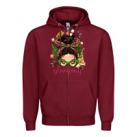 Burgundy Glamping Messy Bun With Glamping Camp Tent Bbs Zipper Hoodie - BundleAndBundleShop