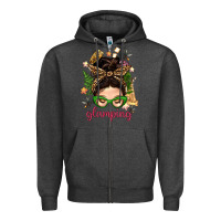 Charcoal Heather Glamping Messy Bun With Glamping Camp Tent Bbs Zipper Hoodie - BundleAndBundleShop