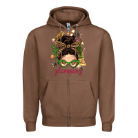 Chestnut Glamping Messy Bun With Glamping Camp Tent Bbs Zipper Hoodie - BundleAndBundleShop