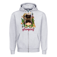 Glamping Messy Bun With Glamping Camp Tent Bbs Zipper Hoodie | Teevron