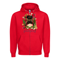 Red Glamping Messy Bun With Glamping Camp Tent Bbs Zipper Hoodie - BundleAndBundleShop
