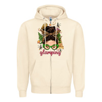 Sandshell Glamping Messy Bun With Glamping Camp Tent Bbs Zipper Hoodie - BundleAndBundleShop