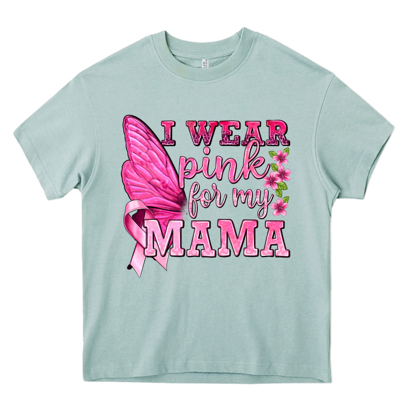 I Wear Pink For My Mama With Butterfly Heavy Core Tee by texasbilliewilder | Teevron